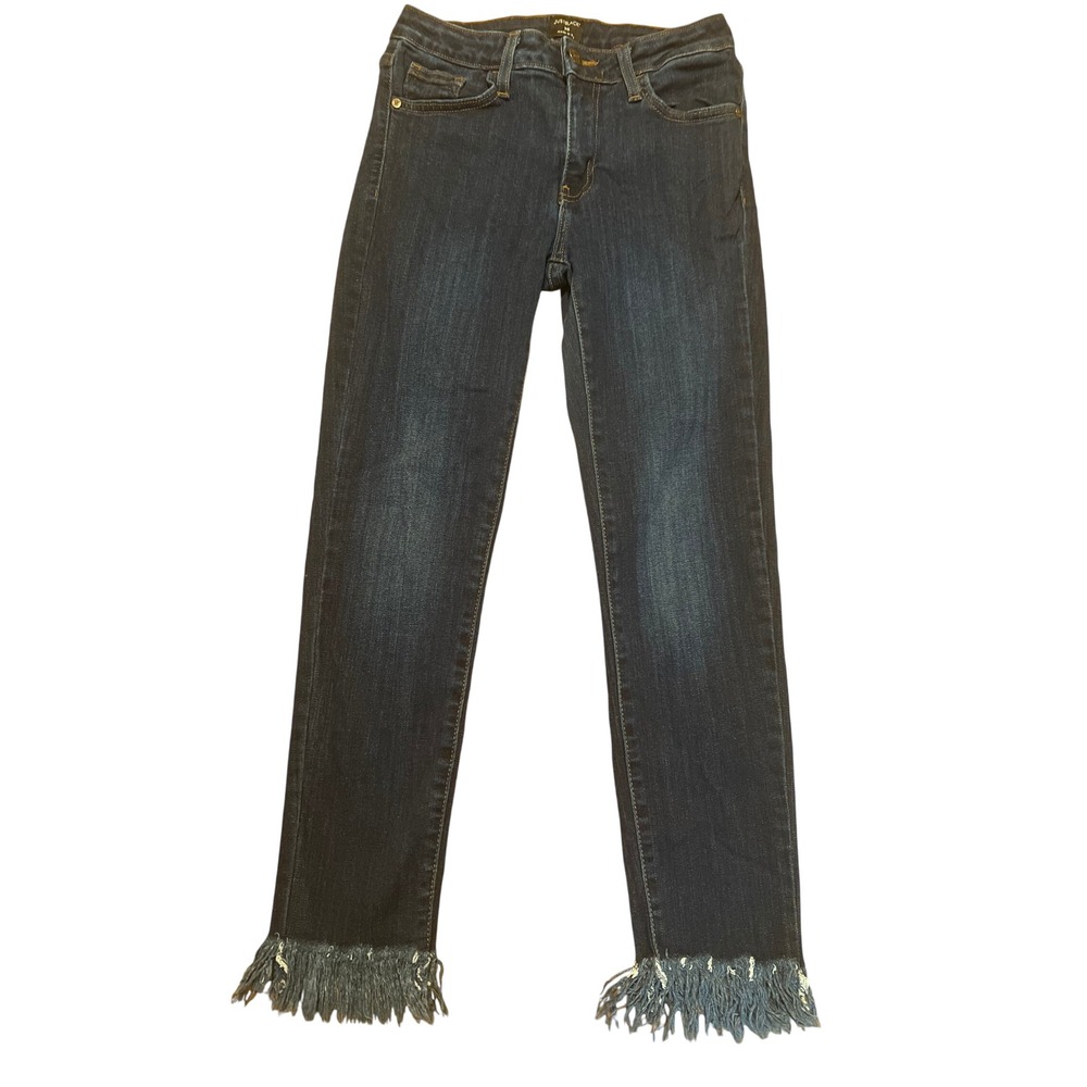 JUSTBLACK Frayed Hem Jeans Dark Wash Denim‎ Cropped Raw Hem Size 26